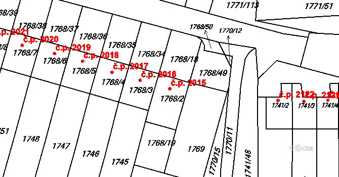 Poruba 2015, Ostrava na parcele st. 1768/2 v KÚ Poruba, Katastrální mapa