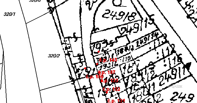 Habrovany 143 na parcele st. 192 v KÚ Habrovany, Katastrální mapa