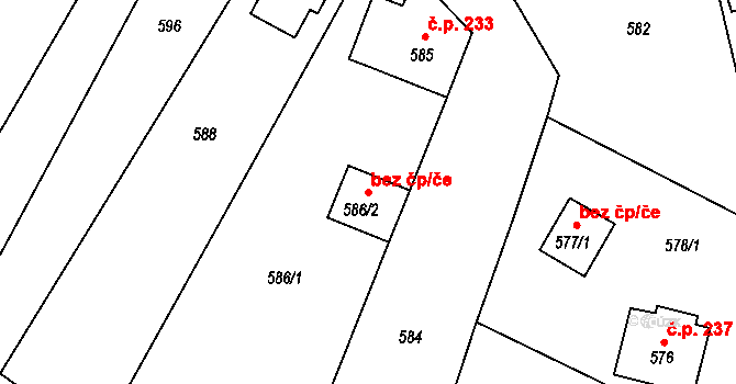 Vysoké Popovice 39828123 na parcele st. 586/2 v KÚ Vysoké Popovice, Katastrální mapa