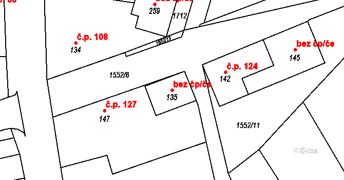 Kladeruby 41528123 na parcele st. 135 v KÚ Kladeruby, Katastrální mapa