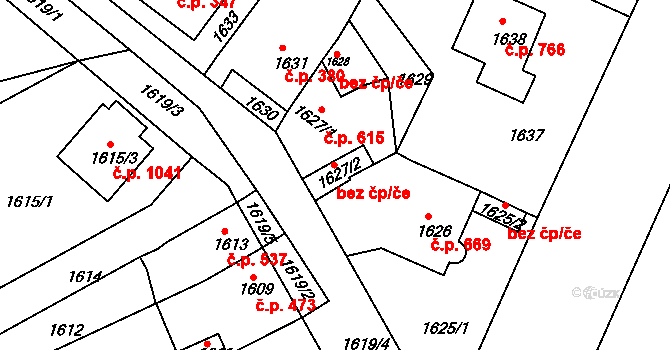 Lovosice 43154123 na parcele st. 1627/2 v KÚ Lovosice, Katastrální mapa