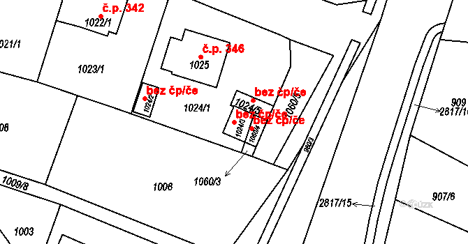 Zruč nad Sázavou 44016123 na parcele st. 1024/3 v KÚ Zruč nad Sázavou, Katastrální mapa
