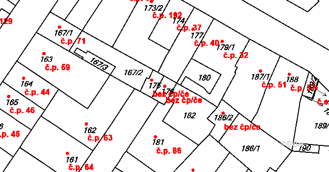 Teplice 45110123 na parcele st. 176 v KÚ Prosetice, Katastrální mapa