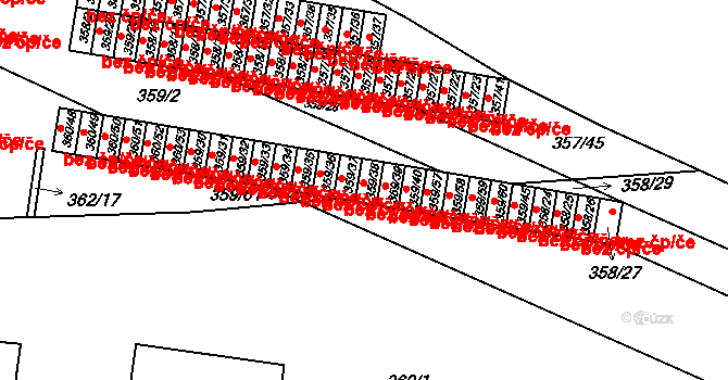 Rousínov 140 na parcele st. 359/38 v KÚ Rousínov u Vyškova, Katastrální mapa