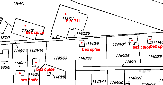 Hrádek nad Nisou 47025123 na parcele st. 1140/6 v KÚ Hrádek nad Nisou, Katastrální mapa