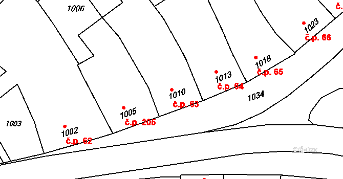 Pustiměřské Prusy 63, Pustiměř na parcele st. 1010 v KÚ Pustiměř, Katastrální mapa
