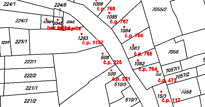 Uherský Brod 225 na parcele st. 508 v KÚ Uherský Brod, Katastrální mapa