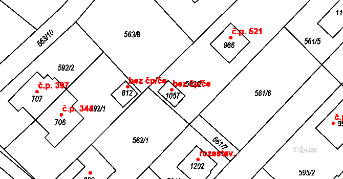 Říčany 50033123 na parcele st. 1057 v KÚ Říčany-Radošovice, Katastrální mapa
