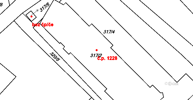 Lovosice 1228 na parcele st. 317/2 v KÚ Lovosice, Katastrální mapa