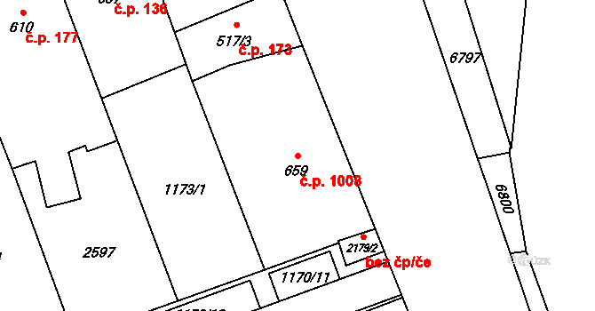Beroun-Město 1008, Beroun na parcele st. 659 v KÚ Beroun, Katastrální mapa