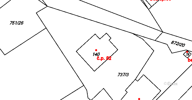 Hrbov 82, Polná na parcele st. 140 v KÚ Hrbov, Katastrální mapa