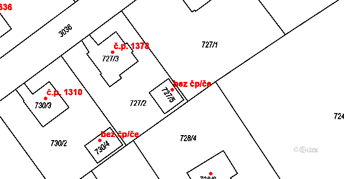 Rychnov nad Kněžnou 80594123 na parcele st. 727/5 v KÚ Rychnov nad Kněžnou, Katastrální mapa