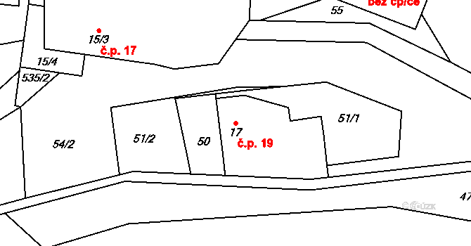 Lešovice 19, Nečtiny na parcele st. 17 v KÚ Lešovice, Katastrální mapa