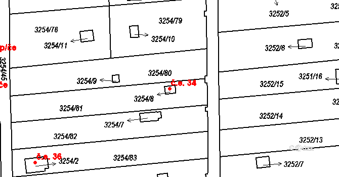 Louny 34 na parcele st. 3254/8 v KÚ Louny, Katastrální mapa