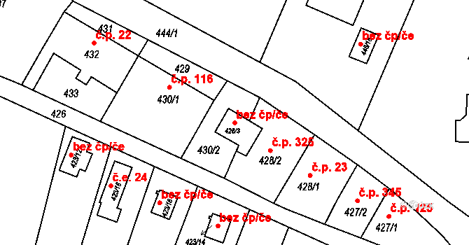 Bohumín 93514123 na parcele st. 428/3 v KÚ Pudlov, Katastrální mapa