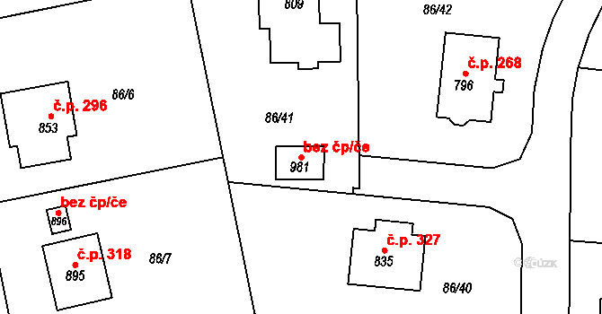 Březová-Oleško 95933123 na parcele st. 981 v KÚ Oleško u Zvole, Katastrální mapa
