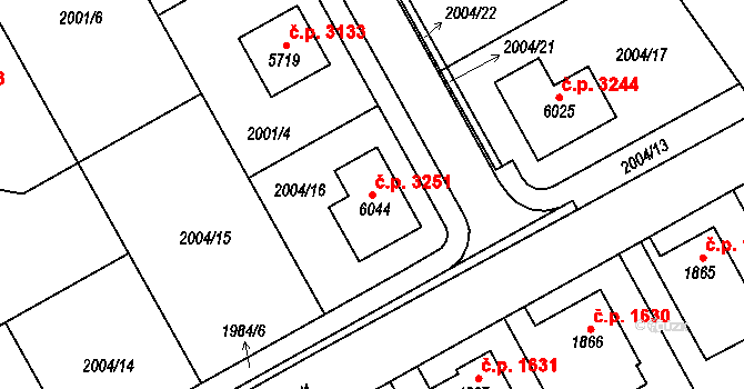Dvůr Králové nad Labem 3251 na parcele st. 6044 v KÚ Dvůr Králové nad Labem, Katastrální mapa