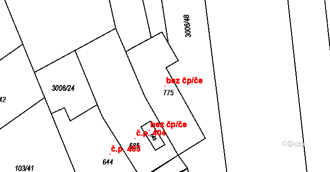 Brumovice 104190124 na parcele st. 775 v KÚ Brumovice, Katastrální mapa