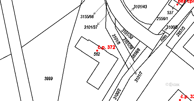 Dražovice 372 na parcele st. 562 v KÚ Dražovice, Katastrální mapa