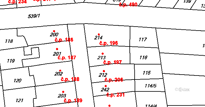 Přerov II-Předmostí 197, Přerov na parcele st. 213 v KÚ Předmostí, Katastrální mapa