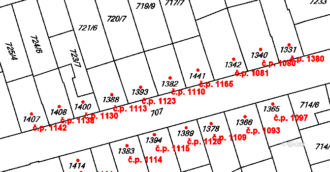 Kojetín I-Město 1110, Kojetín na parcele st. 1382 v KÚ Kojetín, Katastrální mapa