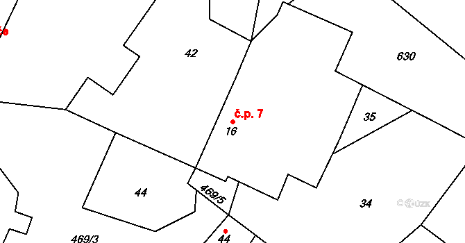 Vilémovice 7, Červené Janovice na parcele st. 16 v KÚ Vilémovice u Červených Janovic, Katastrální mapa