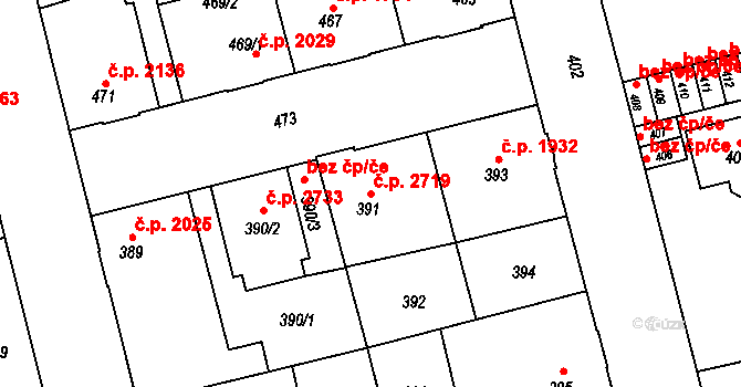 Kladno 2719 na parcele st. 391 v KÚ Kladno, Katastrální mapa