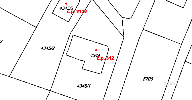 Rychvald 312 na parcele st. 4344 v KÚ Rychvald, Katastrální mapa