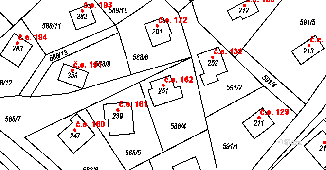 Stradonice 162, Nižbor na parcele st. 251 v KÚ Stradonice u Nižboru, Katastrální mapa