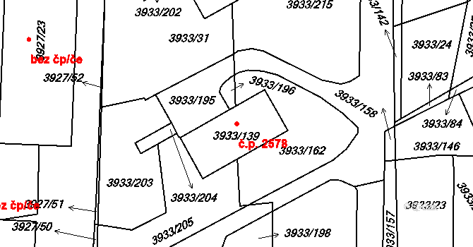 Roudnice nad Labem 2578 na parcele st. 3933/139 v KÚ Roudnice nad Labem, Katastrální mapa
