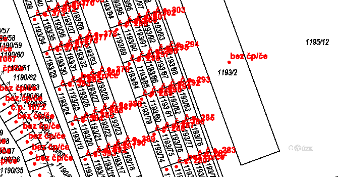 Bechyně 292 na parcele st. 1193/82 v KÚ Bechyně, Katastrální mapa