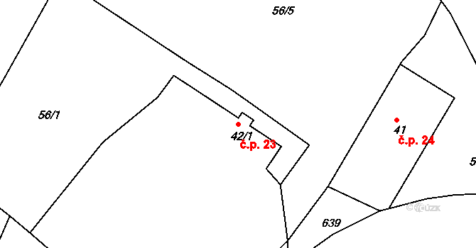 Keteň 23, Jičíněves na parcele st. 42/1 v KÚ Keteň, Katastrální mapa