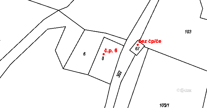 Tažovice 6, Volenice na parcele st. 8 v KÚ Tažovice, Katastrální mapa
