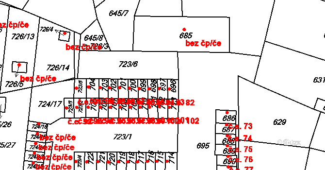 Miřetice u Klášterce nad Ohří 83, Klášterec nad Ohří na parcele st. 697 v KÚ Miřetice u Klášterce nad Ohří, Katastrální mapa