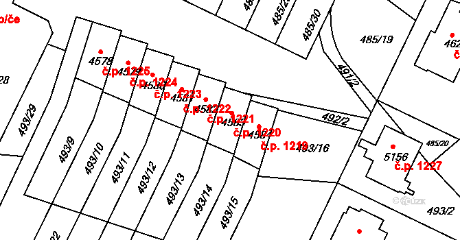 Horka-Domky 1220, Třebíč na parcele st. 4583 v KÚ Třebíč, Katastrální mapa