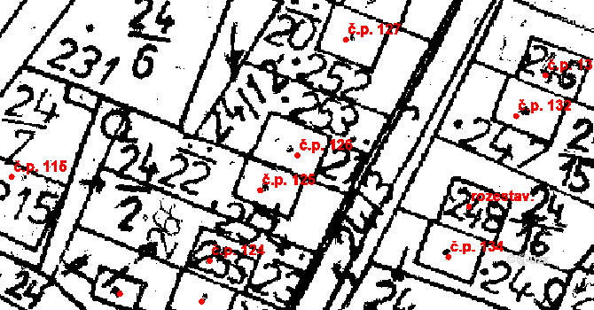 Velká Chyška 126 na parcele st. 253 v KÚ Velká Chyška, Katastrální mapa