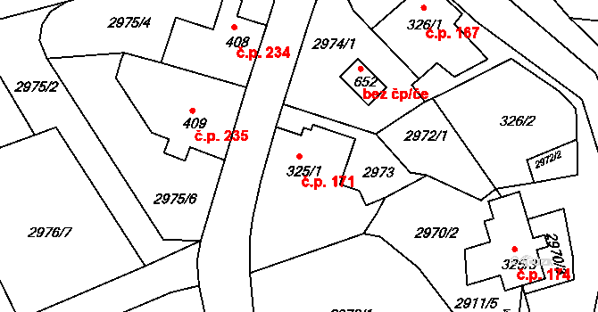 Jílové 171 na parcele st. 325/1 v KÚ Jílové u Děčína, Katastrální mapa