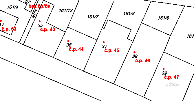 Libořezy 45, Stříbřec na parcele st. 37 v KÚ Libořezy, Katastrální mapa