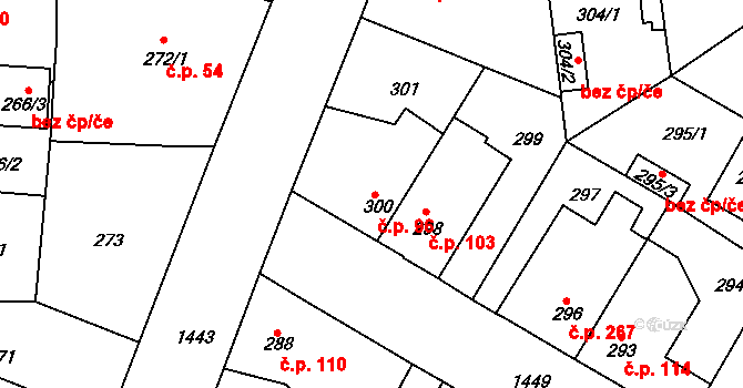 Řepy 96, Praha na parcele st. 300 v KÚ Řepy, Katastrální mapa