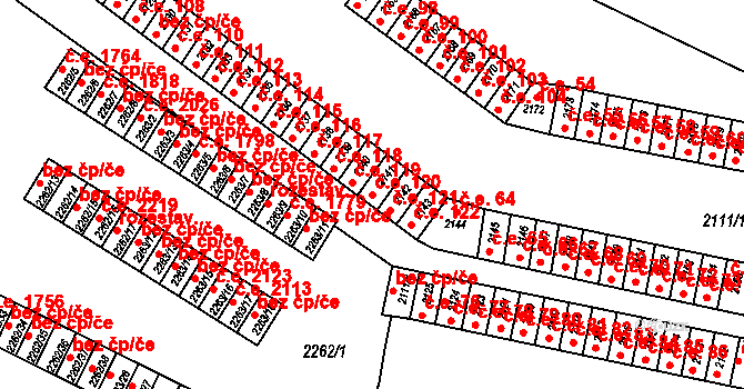 Jirkov 120 na parcele st. 2141 v KÚ Jirkov, Katastrální mapa