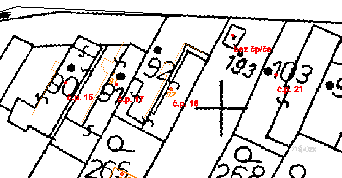 Zbraň 16, Žiželice na parcele st. 92 v KÚ Končice, Katastrální mapa