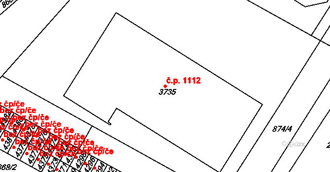Valdické Předměstí 1112, Jičín na parcele st. 3735 v KÚ Jičín, Katastrální mapa