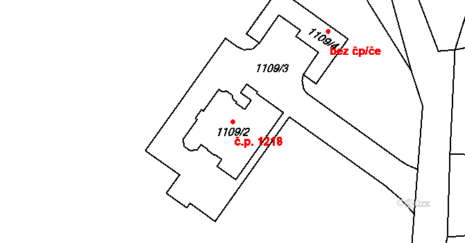 Liberec XIV-Ruprechtice 1218, Liberec na parcele st. 1109/2 v KÚ Ruprechtice, Katastrální mapa