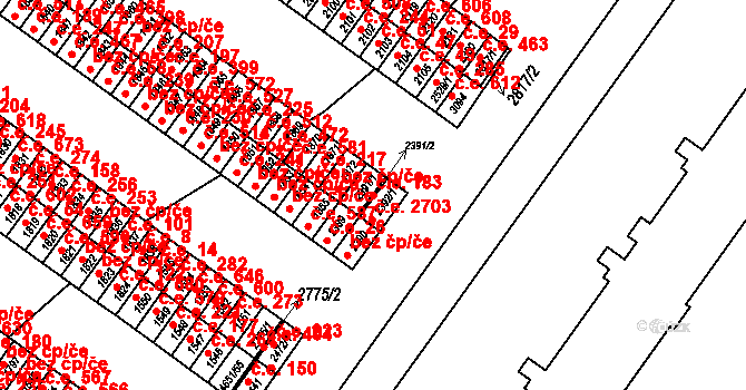 Veselí nad Moravou 183 na parcele st. 2391/1 v KÚ Veselí-Předměstí, Katastrální mapa
