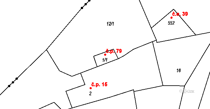 Černčice 79 na parcele st. 1/1 v KÚ Černčice u Loun, Katastrální mapa