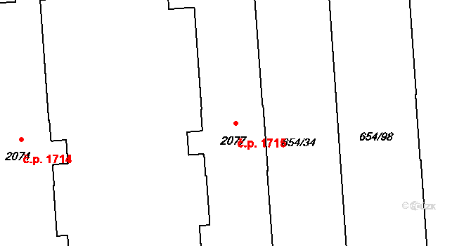 Zábřeh 1715, Ostrava na parcele st. 2077 v KÚ Zábřeh nad Odrou, Katastrální mapa