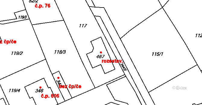 Bohuňovice 768 na parcele st. 467 v KÚ Bohuňovice, Katastrální mapa