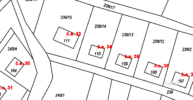 Drhleny 34, Kněžmost na parcele st. 110 v KÚ Suhrovice, Katastrální mapa