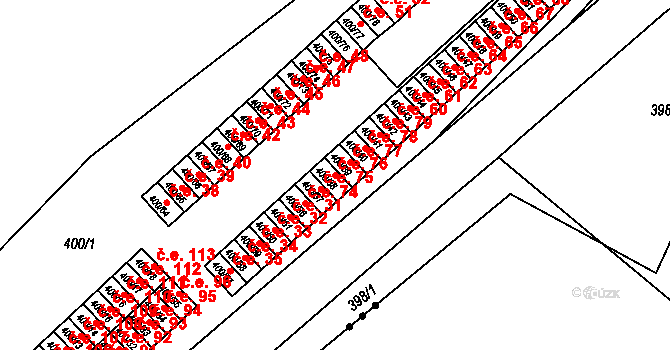 Vysokov 76 na parcele st. 400/38 v KÚ Vysokov, Katastrální mapa
