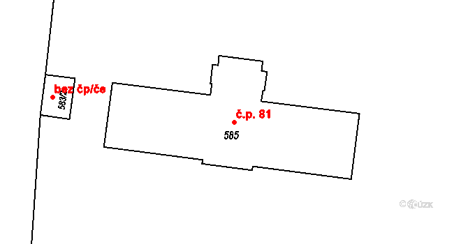Neplachovice 81 na parcele st. 585 v KÚ Neplachovice, Katastrální mapa